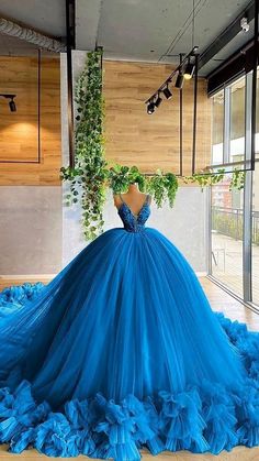 Blue Ball Gown, Blue Ball Gowns, Pretty Quinceanera Dresses, Custom Dress, Blue Ball, Princess Ball Gowns, Cute Prom Dresses, Fairytale Dress