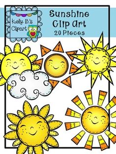 the sun clip art for kids to use in their classroom or home decorating projects