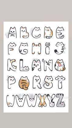 the letters and numbers are drawn in different ways, including one that has cats on it