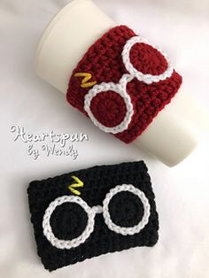 two crocheted items sitting next to each other