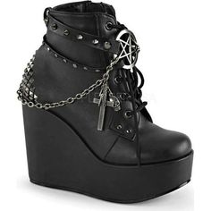 Goth Shoes, Gothic Boots, Demonia Shoes, Black Lace Up Boots, Gothic Shoes, Studded Ankle Boots, Studded Boots, Wedge Ankle Boots, Black Vegan