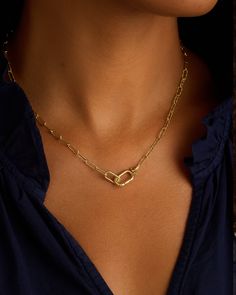 This stylish Crew Link Necklace features an interlocking link design and push hinge closure, making it easy to wear and perfect for layering with your favorite necklaces. Its beautiful textured detail adds a touch of elegance to any outfit. We love it layered with shorter, dainty gold chains for an easy, everyday layer. Crew Link Necklace in 18k Gold, Women's by gorjana Earrings Stacking, Link Design, 14k Gold Necklace, Mix Style, Gold Necklaces, Gold Fashion, Link Necklace, Stacking Rings, Gold Chains