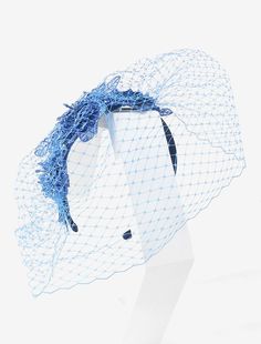 Headwear Net Veil Hat Wedding Casual Tea Party Valentine's Day Horse Race Retro Romantic Classic With Tulle Face Veil Headpiece Headwear Spring Wedding Mini Tulle Hats, Fitted Tulle Hats For Weddings, Blue Mini Hat For Spring Wedding, Tulle Hat For Kentucky Derby Party, Tulle Hat For Weddings And Kentucky Derby, Summer Party Headpieces Made Of Tulle, Light Blue Headpiece For Royal Ascot Party, Summer Party Tulle Headpiece, Light Blue Headpiece For Kentucky Derby Party