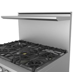 a gas stove with the lid open on a white background