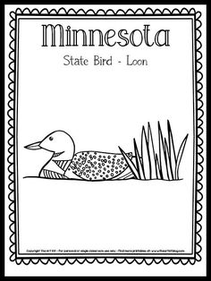 minnesota state bird - loon coloring page with the words state bird, loon