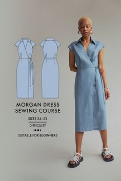 Clothing Sewing Patterns Free, Model Dress Batik, Tie Belts, Dress Sew, Straight Cut Dress, Morgan Dress, Dress Sewing Tutorials, Sewing Courses, Mens Kurta Designs