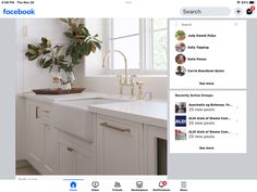 an image of a kitchen counter top with the facebook page on it's left side