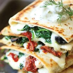 Greek Quesadillas, Program Diet, Resep Diet, Dash Diet, Diet Vegetarian, Mediterranean Dishes