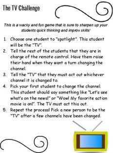 the tv challenge worksheet for students to learn how to use television and other electronic devices