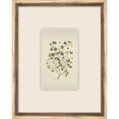 a framed painting with flowers and leaves on it