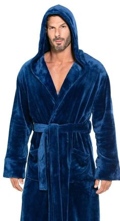 Warm and Cozy Super Soft Fleece Robe; Generously Sized, Collar: Hooded  Pattern: Solid Fleece, Super Soft, Lush and Absorbent; Nicely Stitched for Durability and Extra Elegance; Colors: Pure White, Blue, Gray and Black; 2 Side pocket for Extreme Comfort, Self Fabric Belt with Loops; Unisex, suitable for both Men and Women, better suited for Men. Please, also check our Female / Women's Fleece Robes available in Hood or Shawl variations. Size Small / Medium: Length: 45.5", Hip: 38";   Size: - Larg Embroidered Robe, Plush Robe, Embroidered Robes, Kids Robes, Personalized Robe, Fleece Robe, Soft Robes, 5 Star Resorts, Lounge Robes