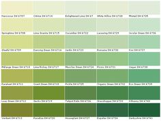 the shades of green are shown in this color chart, which shows different shades of green