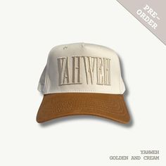 Yahweh Embroidered 100% Cotton Trucker Hats | Faith-Based Two-Toned Hats | Christian Apparel for Men & Women | Living in Light Collection Description: Embrace your faith with style through our Yeshua and Yahweh embroidered trucker hats, now made from 100% cotton, part of the Living in Light collection. These two-toned hats, available in off-white and denim or golden brown and ivory, are designed to inspire and remind you of God's word. Perfect for everyday wear or gifting to someone special, these faith-based caps make a bold, yet subtle statement of belief. Each hat features: Yahweh embroidered front and center, highlighting the name of our Savior. A Mark 5:14-16 Bible verse subtly placed on the side, reminding you to be the light of the world. Living in Light logo on the opposite side, r Christian Apparel, Light Of The World, Christian Clothing, Faith Based, Custom Embroidery, Golden Brown, Snapback Cap, White Denim, Trucker Hats