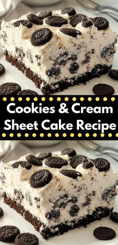 cookies and cream sheet cake recipe on a plate