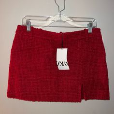 This Is The Perfect Red Zara Skirt! Brand New With Tags Offers Welcomed! Red Lined Skirt For Winter, Red Mini Length Bottoms For Winter, Chic Red Skort For Fall, Red Lined Skirt For Fall, Red Mini Skirt For Fall, Zara Mini Skirt For Winter, Casual Red Skort For Winter, Casual Red Pencil Skirt, Red Casual Mini Skirt For Winter