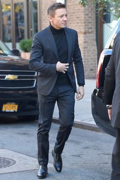 Low Turtleneck Outfit, Black Suit Black Turtleneck Men, Turtleneck Formal Outfit Men, Turtleneck Suit Men, Mens Turtleneck Outfits Classy, Black Suit Men Casual, Turtleneck Blazer Outfit, Suit With Turtleneck Men, Black Turtleneck Outfit Men