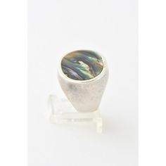 Handmade oval bezel-set abalone shell mounted in a sterling silver ring by Barry Brinker.   U.S. size: 5.5. Marked "925" with illegible inscription.   Age wear, minor chip on edge.  Dimensions reference the ring size and are not specific to the ring itself. Unique Oval Signet Ring Collectible, Oval Silver Signet Ring Collectible, Silver Oval Signet Ring Collectible, Abalone Ring, Ring Setting, Abalone Shell, Bezel Setting, Sterling Silver Ring, Silver Ring