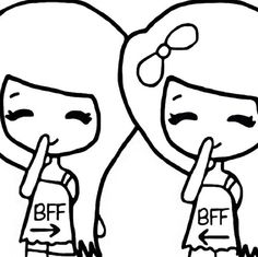 two cartoon girls with different expressions on their faces, one pointing at the other's finger