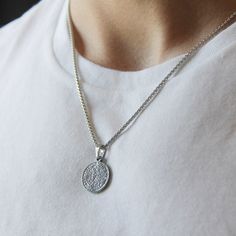 Silver Coin Pendant Necklace Box Chain For Men - Necklace - Boutique Wear RENN Silver Coin Necklace, Mens Necklace Pendant, Pendant For Men, Chain For Men, Mens Necklace, Coin Pendant Necklace, Necklace Men, Necklace Box, Mens Pendant