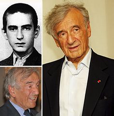 an old man in a suit and tie next to pictures of older men with different facial expressions