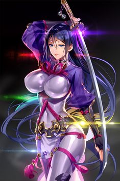 Raiden Makoto, Minamoto No Raikou, Type Moon Anime, Purple Bodysuit, Animation Movie, Fate Anime Series, Fate Grand Order, Fantasy Warrior, Japanese Outfits