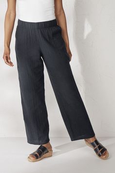 These pants really do make summer a breeze. They’re light, easy and versatile in crinkled cotton gauze, with a full elastic waist. Imported. | Women's Summer Breeze Gauze Pants - Ivory - 2X - Plus Size Casual Bottoms With Crinkle Texture For Spring, Casual Summer Pants With Crinkle Texture, Spring Cotton Bottoms With Crinkle Texture, Summer Wide Leg Pants With Crinkle Texture, Summer Wide Leg Crinkle Texture Pants, Summer Wide Leg Bottoms With Crinkle Texture, Summer Loungewear Pants With Crinkle Texture, Summer Loungewear Bottoms With Crinkle Texture, Casual Pants For Women