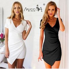 Short Dresses Party, Casual Party Dresses, White Short Dress, Solid Color Dress, Hip Dress, White Short, Hem Dress, Short Dress, Style Casual