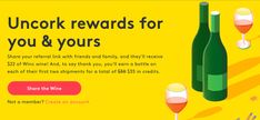 a bottle of wine and two glasses of wine on a yellow background with the words uncork reward for you & yours