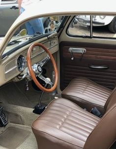 the interior of an old car is clean and ready to be used as a home