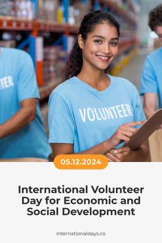 the international volunteer day for economic and social development is on display in this advert