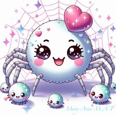 a cartoon spider with her babies