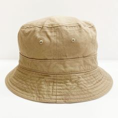 100% Cotton One Size fits all Trendy Khaki Cotton Hat, Everyday Short Brim Hat, Lightweight Khaki Brimmed Hat, Beige Bucket Hat For Everyday, Lightweight Khaki Hat With Curved Brim, Trendy Solid Color Bucket Hat For Outdoors, Casual Lightweight Solid Sun Hat, Lightweight Solid Color Casual Sun Hat, Trendy Solid Color Hat For Everyday