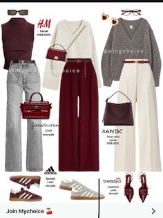 Monday Winter Outfit For Work, Outfit Pantalon Vino, December Style, Burgundy Outfits, Samba Outfits, Looks Adidas, Fluffy Cardigan, Burgundy Outfit