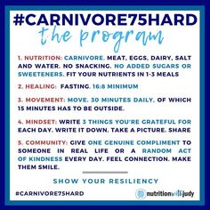 In my KetoCon talk this year, I talked about the power of habits, mindset and community. I talked about some of James Clear’s principles in Atomic Habits. (highly recommend) 💎Today is the one year anniversary of #Carnivore75Hard. Many of you started HARD one year ago today. ❓Where are you today?... Choose Your Hard, Dairy Free Low Carb, Free Diet Plans, Low Histamine Diet