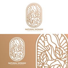 the logo for natural woman is shown in two different colors and shapes, one with flowers on it