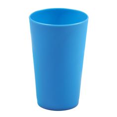 a blue plastic cup on a white background