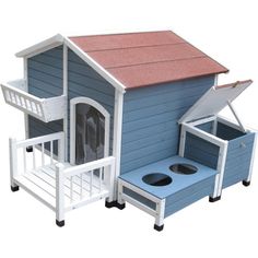 a dog house with two dogs in it