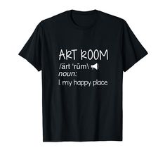 an art room t - shirt with the words art room written in white on it