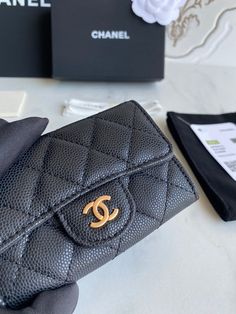 Size: Standard Size It comes with Dust box, Care manual, Tag, and Paper bag. Luxury Compact Wallets For Daily Use, Luxury Compact Bag With Card Slots, Luxury Wallet With Dust Bag For Daily Use, Black Luxury Coin Purse, Luxury Bifold Coin Purse For Business, Luxury Bifold Bags With Card Slots, Wallets, Paper Bag, Clutch Bag