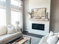 a living room filled with furniture and a fire place