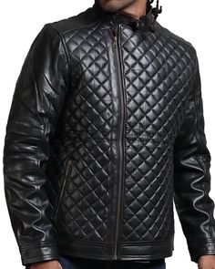 Black Diamond Quilted Motorcycle Leather Jacket Showcase unmatched allure with the AlexGear diamond quilted black jacket, a highly unique outerwear piece made to fulfill all your fashion needs. A distinctive jacket, this outerwear is made to elevate the look of any outfit, changing it from basic and boring to standout and intriguing. Crafted with attention to detail and top-notch craftsmanship, this black jacket is constructed using 100% genuine leather for the utmost comfort and luxurious touch and feel. Being highly durable and resistant to scratches, it provides protection, so you can say yes to new beginnings stress-free. The interior features a soft viscose for unmatched breathability and comfort, ideal for all seasons. An asymmetrical zipper closure adds a modern twist to the overall Diamond Quilted Long Sleeve Outerwear For Fall, Long Sleeve Diamond Quilted Outerwear For Fall, Fall Long Sleeve Outerwear With Diamond Quilting, Black Quilted Biker Jacket For Fall, Black Long Sleeve Quilted Winter Jacket, Black Fitted Quilted Outerwear, Fitted Black Quilted Outerwear, Black Quilted Leather Jacket For Winter, Black Quilted Biker Outerwear