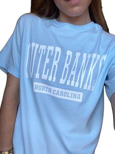 Outer Banks T Shirt, Shirt Summer Outfit, Outer Banks Shirt, Baby Blue Shirt, Casual Preppy Outfits, Comfort Colors Tee, Trendy Tshirts, Blue Tshirt, Outer Banks