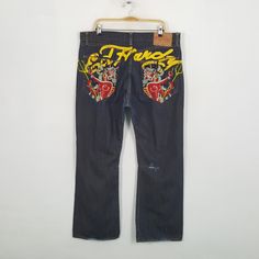 Read All Details Before Purchase... pants in good condition Please Dont Expect The Items Is New Or 100% Perfect... please do use measurements below to see if this will be a good fit first before purchasing Item Description Size tag : XLarge(39") Tag : ED HARDY Made : CHINA Actual measurement : waist: 19.5" (39")inch , out seams length : 44" inch , in seams : 31" inch. Material : Cotton All items are shipped via Singapore Post with tracking number. Receive the item within 14-21 working days. All items are shipped via FedEx Express or DHL express with tracking number. Receive the item within 5-6 working days. All sales are final. Please be careful and ask any specific questions about items before purchasing. We are willing to send you additional detailed photos as needed. Please check all cl Rock Jeans, Vintage Ed Hardy, Designer Denim, Christian Audigier, Fedex Express, Denim Design, Ed Hardy, Used Clothing, Dhl Express