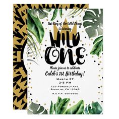 a birthday party with tropical leaves and gold foil