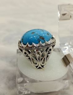 Very Beautiful Natural Blue Shajri Feroza Ring, Turquoise Ring, Handmade 925k Sterling Silver Ring for Men. -Online Shopping Store -Men & Women Jewelry -Gems & Jewelry Buyers -Jewelry Type        Men Sterling  Silver Handmade Stone Ring -Gemstone Used       Wedding Ring, Birth Stone Ring, Gift Ring, Lucky Ring. -Gemstone Size                   All Sizes Available -Ring Material        Sterling Silver -Ring Type                 Statement Ring, Single Stone Ring  -Size                 Adjustable US Size Offered as on Order -Delivery Carrier                 FedEx    -Delivery Period          7 Business Days -Payment Method            PayPal Traditional Blue Turquoise Ring In Sterling Silver, Blue Gemstone Dome Ring As Gift, Traditional Blue Turquoise Gemstone Ring, Feroza Ring, Lucky Ring, Silver Ring For Men, Single Stone Ring, Ring Turquoise, Single Stone