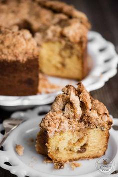 a piece of coffee cake on a plate