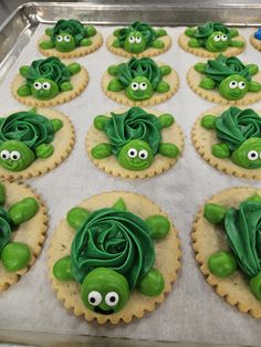 there are many cookies decorated to look like plants