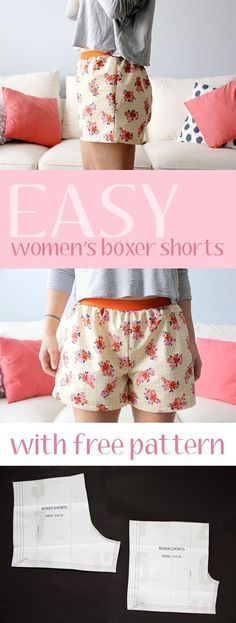 a woman's boxer shorts with free pattern and instructions to sew the boxers