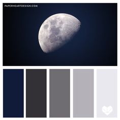 the moon is seen in this color scheme with dark blue and gray tones, including white