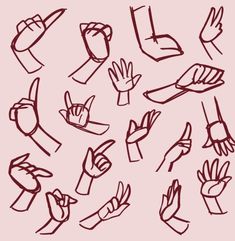 hand gestures drawn in black and white on a pink background